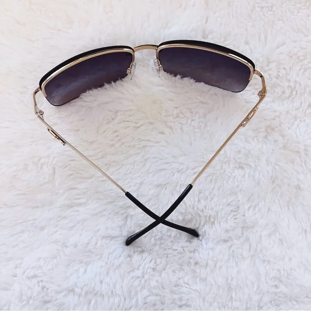 Delia Black Rimless Butterfly Accent Sunglasses